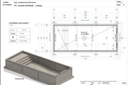 Projet piscine en béton armé